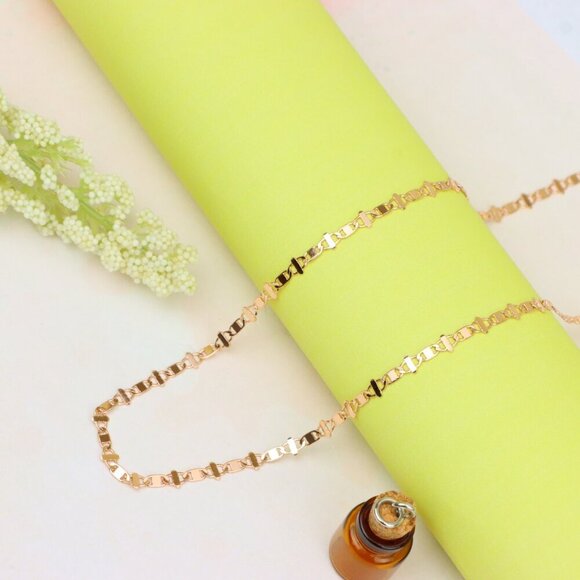 "Elegant Rose Gold Link Necklace in High-Quality Brass, XPNL1909 - Picture 1 of 12